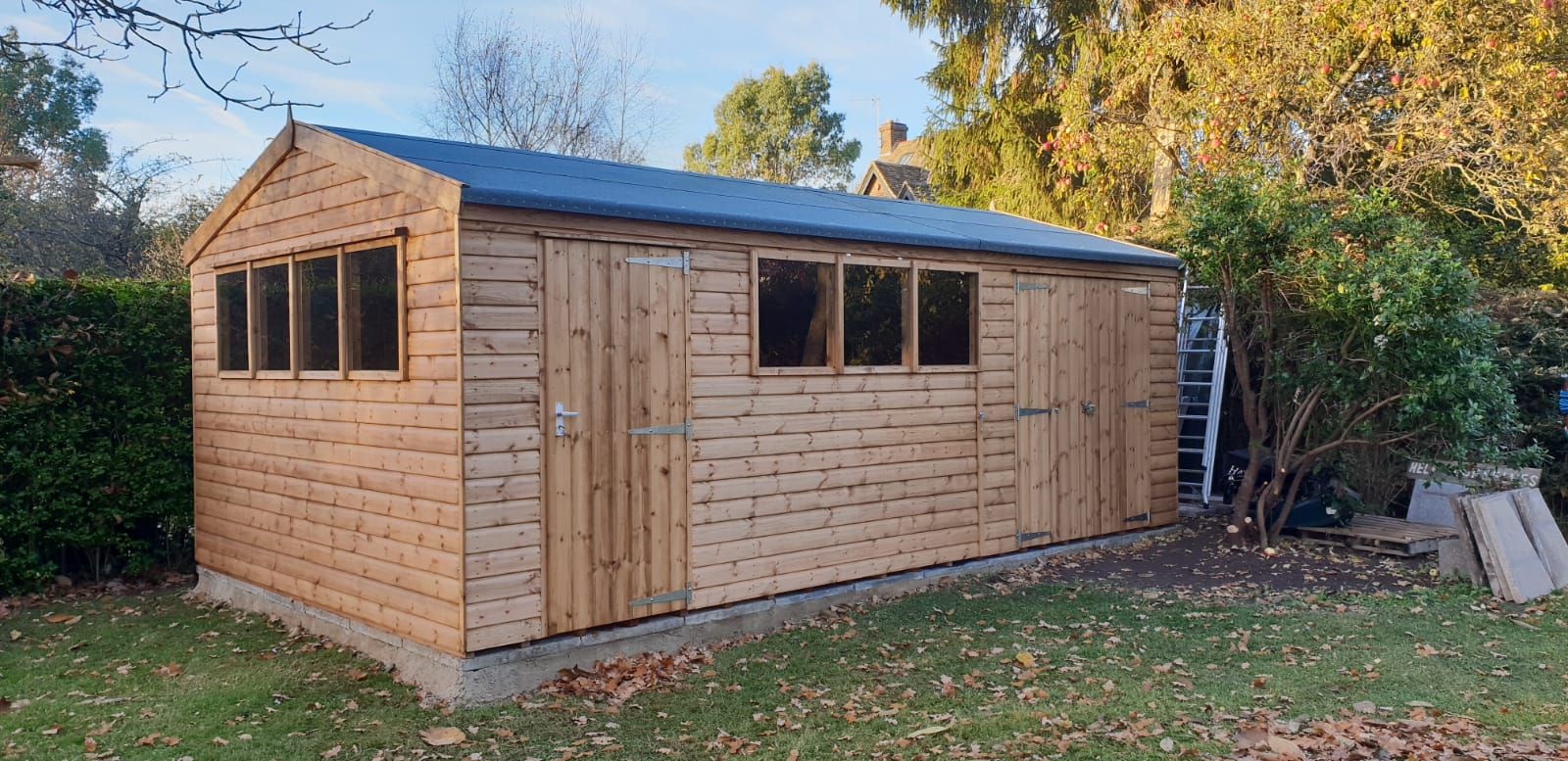 A spacious garden workshop building