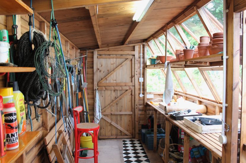 A well utilised Hemingford Potting Shed interior